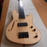 Basse 5 cordes, corps creux, fretless, micro piezo fabriquée en 2025